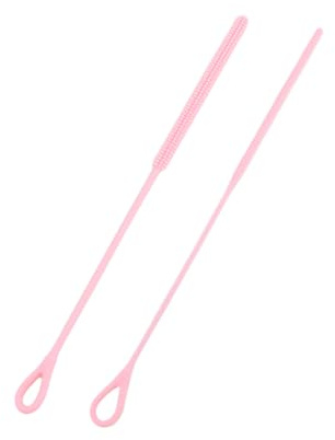 2 Pack Silicone Straw Cleaner Brush, 6mm and 9mm Extra Long Reusable | Straw Cleaning Brush for Cups, Water Bottles and Tumblers, Flexible Pipe Cleaners with Hanging Loop, Pink