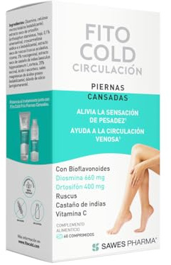 Fito Cold Piernas Cansadas e Hinchadas, Circulación y Retención de Líquidos, con Diosmina, Ortosifón, Ruscus, Castaño de Indias y Vitamina C 60 Comprimidos