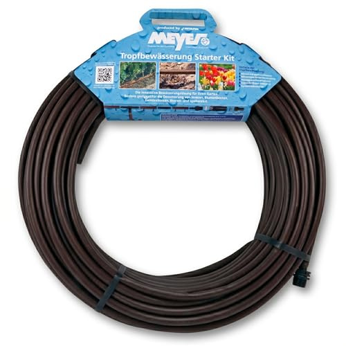 MEYER Tropfbewässerung Starter Kit 50m | made by NETAFIM (Weltmarktführer) | ALL-IN-ONE Komplettset inkl. Premium Tropfschlauch, Druckminderer & Zubehör | Profi Bewässerungssystem für den Garten