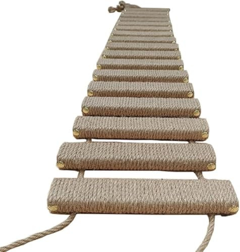 Cat Ladder Bridge Wall Cage Sisal Rope Cat Climbing Frame Scratcher Post Tower with Hammock (100cm Full Sisal)