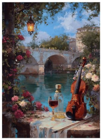 Violoncelle Pont Vin Puzzle, 1000 Pièces Jeu D'intérieur Adulte | 70x50cm Amateurs D'art, Cadeau D'anniversaire, Papier, Interaction Familiale, Finition Lisse