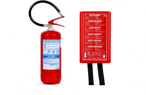 A.b.m. victoria Estintore a Polvere 6 Kg, con Staffa e Coperta Antifiamme, Pronto all'Uso, TAG Nr E1061