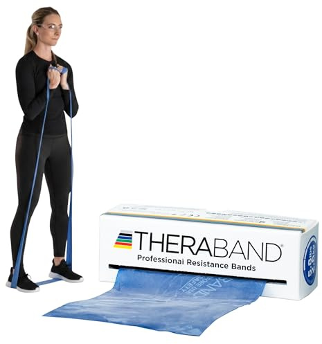 THERABAND Widerstandsband 5.5m – Blau (Extra Stark) – Professionelles Latex-Fitnessband für Krafttraining, Reha, Stretching & Physiotherapie