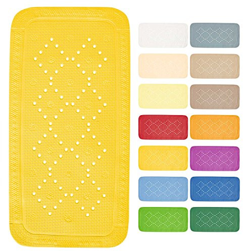 Spirella - Alaska PVC-Schaumstoff-Badematte - rutschfeste Badematte mit Saugnäpfen und Abflusslöchern, schimmelresistent - Sonnengelb - 91 x 36 cm