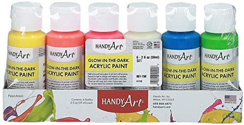 Handy Art 6 color - 2 ounce Glow in the Dark Acrylic Paint Set
