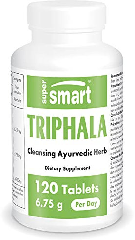 Triphala – Salute del Fegato e Detox Intestinale – Integratore Alimentare Ayurvedico – Antiossidante Naturale in Compresse – Detox fegato e intestino – 120 compresse – SuperSmart