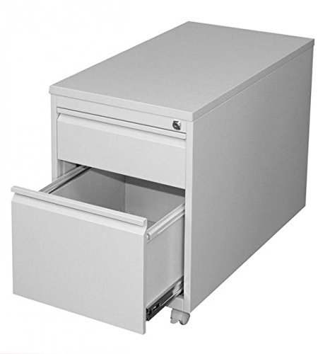 Lüllmann Büro Rollcontainer komplett montiert grau 62x46x60cm (HxBxT) 1x Schublade, 1x Hängeregistratur Schublade für DIN A4 Hängemappen Bürocontainer 505303