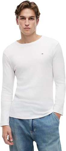 Tommy Jeans Tjm Original Rib Longsleeve Tee Dm0dm04409 Camiseta, Blanco (Classic White), S Hombre