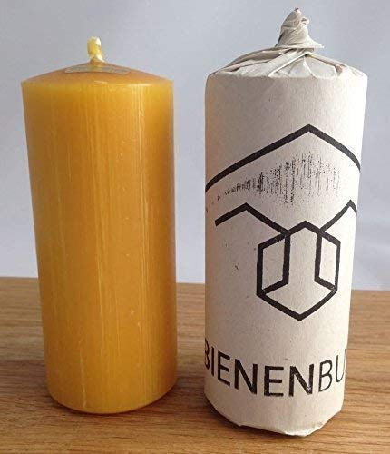 BienenBude I Bienenwachskerzen I 2 Stück 12 x 5 cm I Handgefertigte Stumpenkerzen I Direkt vom Imker
