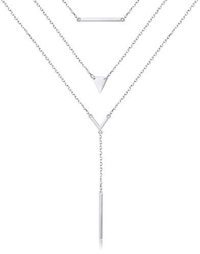DAOCHONG geschichtete Halskette für Frauen, Sterlingsilber, geschichtete Kette, Lariat-Halsband, Y-förmige Halskette, Valentinstagsgeschenke für Frauen