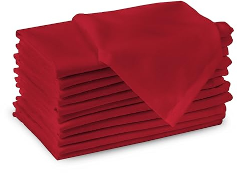 Encasa XO Stoffservietten Baumwolle, 180 GSM 43x43 cm | Tiefrot, Saugstark & Strapazierfähig | Waschbar & Wiederverwendbar | Tischdeko, Hochzeit & Alltag | 12er Set