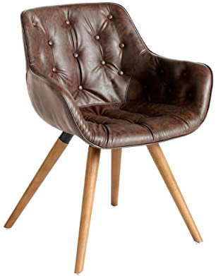 Angel Cerda - Silla Comedor Tapizada en Polipiel Marrón con Respaldo Capitoné y Patas de Madera Nogal - Diseño Moderno y Elegante - Estilo y Confort para Salones y Comedores - 65 x 46 x 78cm