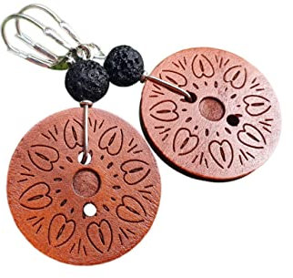 Holz Ornamentik, Lava Silber Ohrringe*925er Silber* Knöpfchen Kollektion* Holz Schmuck, Natur Schmuck, Knopf Ohrringe, Geschenk, Boho Ohrringe