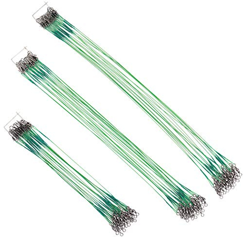 60PCS Fishing Tackle Leaders, Steel Fishing Leaders with Swivels and Snap, Nylon-Coated Fishing Leader for Connect Fishing Tackle Lures or Hooks, 7.5, 11.7, 12.9 Inch
