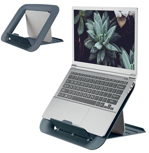 Leitz Adjustable Laptop Stand, Compact Laptop Holder With 4 Height Settings, 80% Recycled Plastic & 100% Recycable, Ergo Cosy Range, Velvet Grey, 312 x 50 x 247mm, 64260089