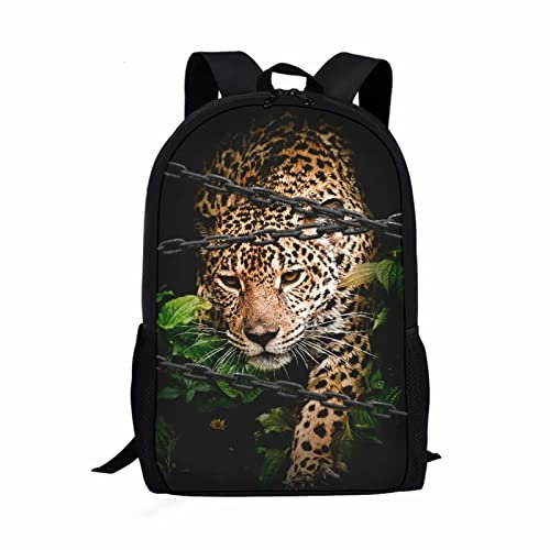 Suhoaziia Schultaschen, Schulbedarf für Kinder, geräumiger Rucksack für Schulreisen für Jungen Mädchen Teenager, leopard, Einheitsgröße
