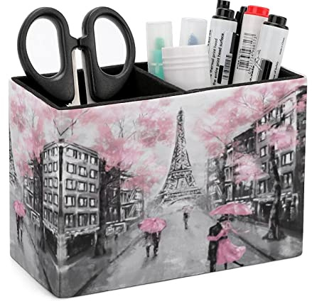 Pot à crayons pour bureau, tour Eiffel, porte-stylos, organiseur de bureau pour crayons, pinceaux de maquillage pour bureau, école, université en cuir