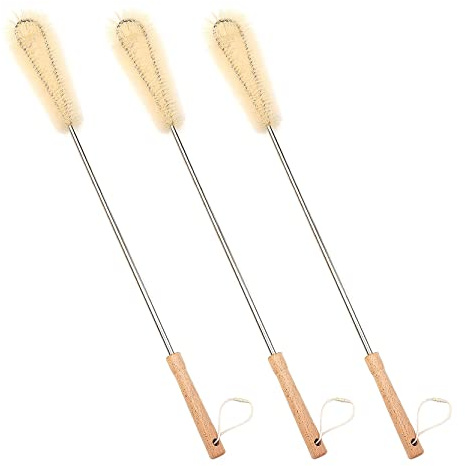 UPTALY 24 inch Long Handled Brush for Cleaning (3 pcs Nylon), Beech Wood Handle, Extra Long Bottle Brush with Lengthened Stainless Steel Pole, for Tall bottle, Gallon Water Jug, Big Vessels