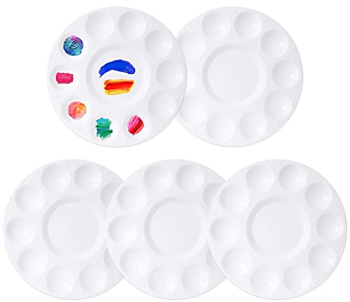 5 Stücke Runde Farbe Palette Aquarell Malerei Paletten Kunststoff Farbe Tray Kunst liefert Paint Palette Tablett für Kunstmalerei, DIY Handwerk, Öl