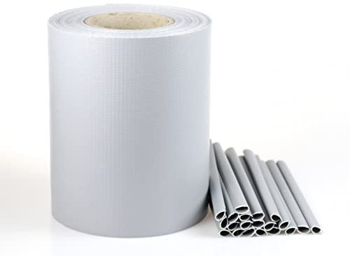 Cellfast Fence Tape for Panel Fencing, UV Resistant, Lightweight, Durable, Tear-Resistant, Set of 20 Mounting Clips, Grey, 19 cm x 35 m