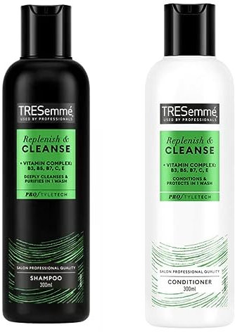 TRESemmé Replenish & Cleanse Shampoo 300ml and Conditioner 300ml twin pack, 2 Count (Pack of 1)
