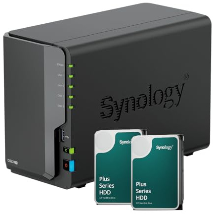 Synology DS224+ NAS-Bundle 2 GB mit 2 Synology Festplatten 6 TB HAT3300, nicht montiert