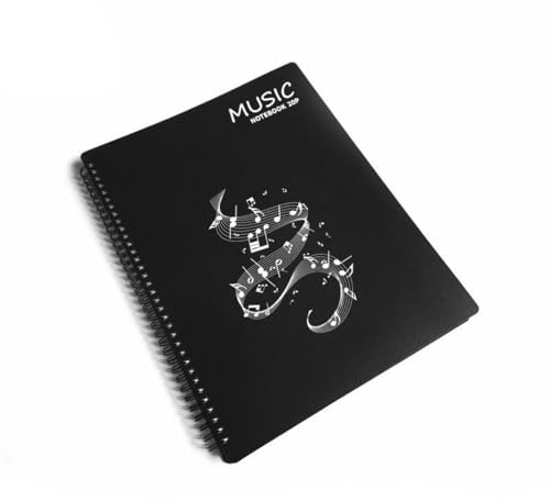Musik Tabelle Datei Ordner,Notenmappe für Notenblätter beim Spielen A4 Größe Papier Dokumente Halter(Schwarz)