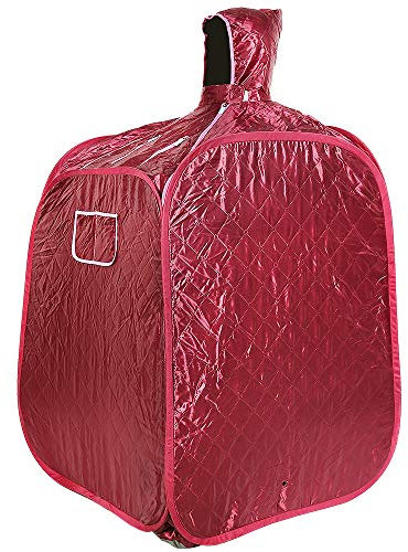 Belfoyer Sauna Pliable Cabiner, Sauna Facial Visage, Tente de Sauna Portable Pliable, Avec Télécommande Bluetooth et Infrarouge (Vapeur Rouge 80×80×100 cm)