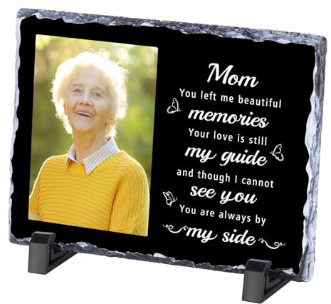 WACAR Placa conmemorativa personalizada, marco de pizarra de piedra, lápidas para tumbas, pizarras funerarias para personas, decoraciones de cementerio para marcadores de tumba, regalos personalizados