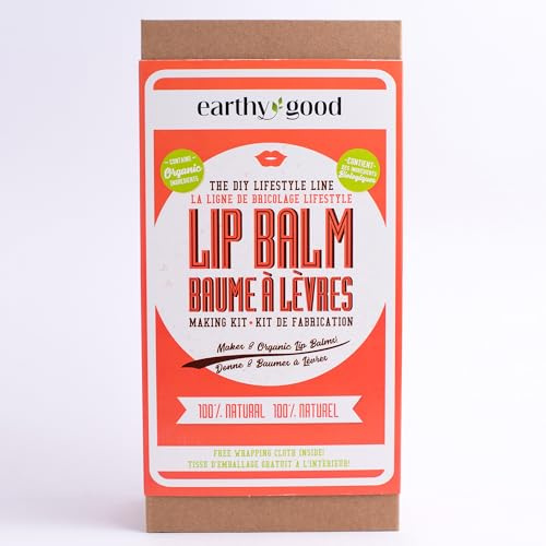 Earthy Good: Lip Balm Making Kit - Make 8 Twist-Up Balms, DIY Beauty Craft Kit for Adults, Organic Ingredients, Beeswax, Cocoa Butter, Essential Oils