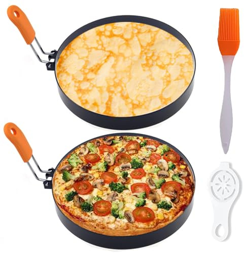 2 Packs 6 Pancake Ring for Griddle,6 Inch Non-stick Omelette Ring,Staineless Steel Psncake Mold for Griddle Egg Ring Pancake Maker with Silicone Handle