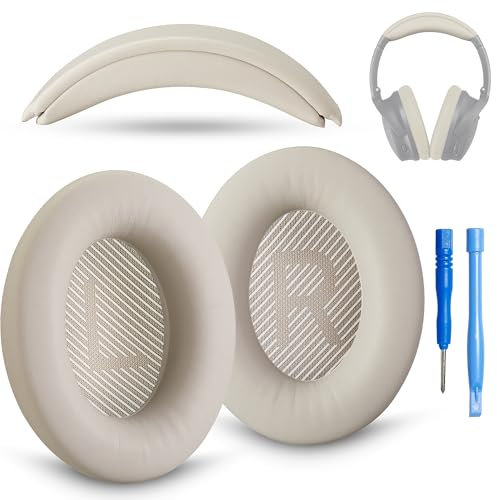 AHG Accessory House Global Replacement QC Ear Pad and Headband Pad Kit Cushion. Compatible with Bose QuietComfort (2023) QC45 QC35 QC35 II Wireless Noise Cancelling Headphones (White Smoke) Easy DIY