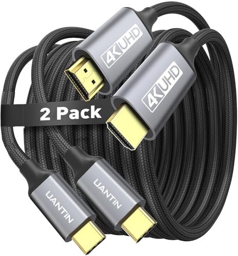 UANTIN Paquete de 2 cables USB C a HDMI de 10 pies | Cable USB 3.1 tipo C a HDMI 2.0 de alta velocidad 4K [compatible con Thunderbolt 3/4] con MacBook Pro/Air, Galaxy S8 a S23, iPhone 15 Series, iPad