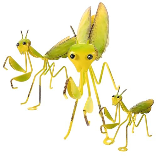 Milisten 3stücke Mantis Form Anhänger Gartenornamente Hofschmuck Mantis Dekor Wandbehang Outdoor Ornament Eisenmaterial Frühlingsdekor