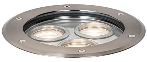 Qazqa Modern Outdoor Ground Spotlight, groundlight for Garden - tribus - Nickel matt Satin, max. 35W, gu10, 19.8cm, IP65, Round, 3-Way