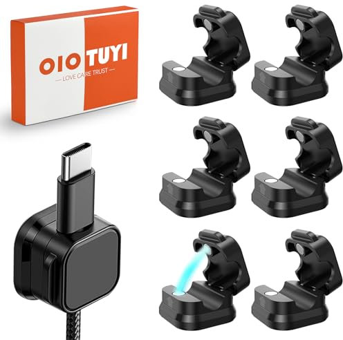 OioTuyi 6 Stück Magnetische Kabelhalter für Auto und Schreibtisch, Magnetischer Kabelhalterung, Kabel Management, Magnet Kabelhalter für Schreibtisch, Kabelhalter Magnetisch