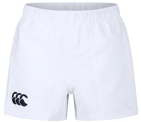 Canterbury Junior Unisex Players Drill Shorts | Rugby Shorts | CCC Logo Gym Shorts, White, 8