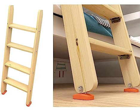 FZZIBQYR Scaletta per Letto a Castello Doppia in Legno per Scale per Mansarda Camper, Scaletta per Letto a Castello Universale con Poggiapiedi in Gomma Antiscivolo, Scaletta per Salita Laterale del L