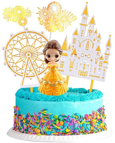 Tortendeko Mädchen, Gold Riesenrad Kuchen Deko, für Prinzessinnen-Mottopartys