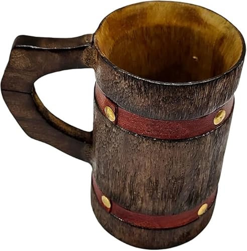 NAVIROCK Natural Wooden Bear Mug Medieval Inspired Souvenir Wooden Wine Tankard for Men Women