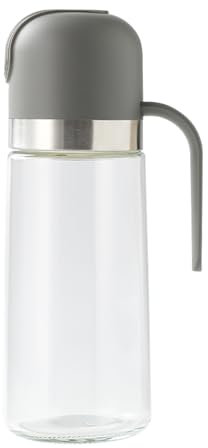 JIMMEAL OD03 Ölspender, für Küche, Kochen, 1 Packung mit Etiketten, Olivenöl-Flaschenspender, automatisches Klappen, tropffreie Ölflasche, breite Öffnung, leicht zu befüllen und zu reinigen, Grau