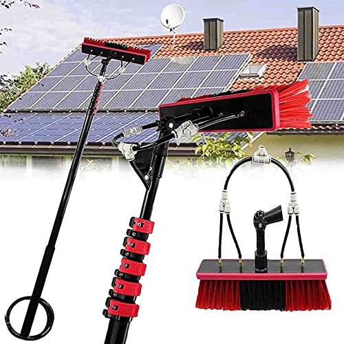 Kit de Poste de Limpieza de Ventanas con Suministro de Agua, Cepillo telescópico, limpiacristales Extensible, Limpiador de techos, Vidrio, Panel Solar para Exteriores, 10,8 m