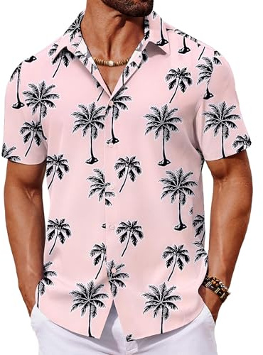 COOFANDY Mens Hawaiian Shirt Short Sleeve Floral Button Down Shirts Summer Tropical Beach Shirts