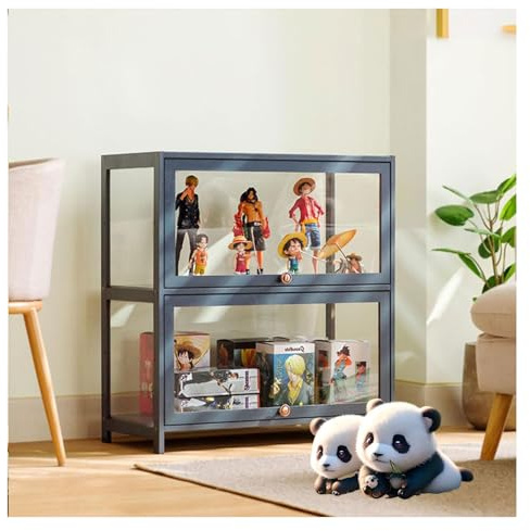 Moubhjd Display Cabinets With Glass Doors, Display Cabinets, Multifunctional Dustproof Glass Display Cabinet, Acrylic Display Cabinet, Hinged door design, Sealed and Dustproof, for Offices