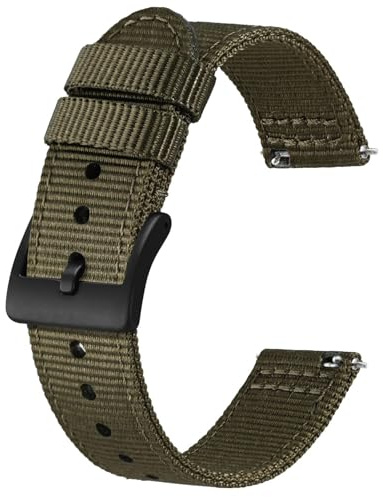 BISONSTRAP Nylon Armband für Herren, Zweiteilige Militär Uhrenarmband, Schnellverschluss, Gebürstete Schnalle, Bandbreite 18mm 19mm 20mm 22mm