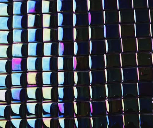 CHICSHIS Schillernde quadratische Mosaikfliesen für Bastelprojekte, 10,58 oz kleine Kristall-Mosaikglasstücke, Bulk für Mosaikanfänger, 0,41x0,41 Fliesen für Glaskunstprojekte