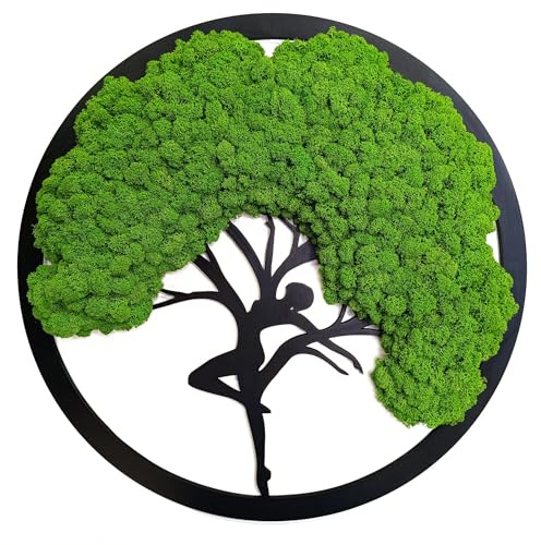 Scandinavian Moss Moosbilder in Form Eines Baumes - Schön Aussehender Wand Baum - Bringen Sie Leben Ihre Wohnung - Wandbild aus Natürlichen Rohstoffen und Deko Moos 50cm
