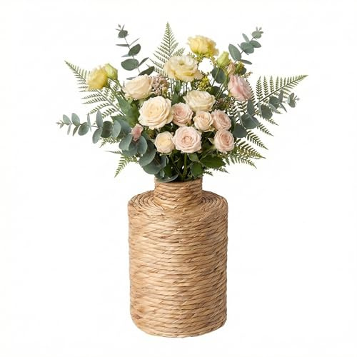 Water Hyacinth Flower Vase Hand Woven Tabletop Centerpiece Floor Vase | Decorative Vase, Rustic Style, Bottle Vase, Home Decor