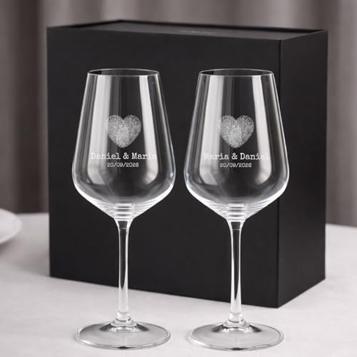 Wanapix | Personalisierte 2er Pack Weingläser | Originelles Geschenk Herz