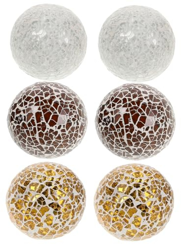 GARVALON 6pcs Decorative Glass Spheres Orbs Centerpiece Balls 6cm Small Crack Glass Orbs for Dining Table Bowl Decorations Gold for Home Party